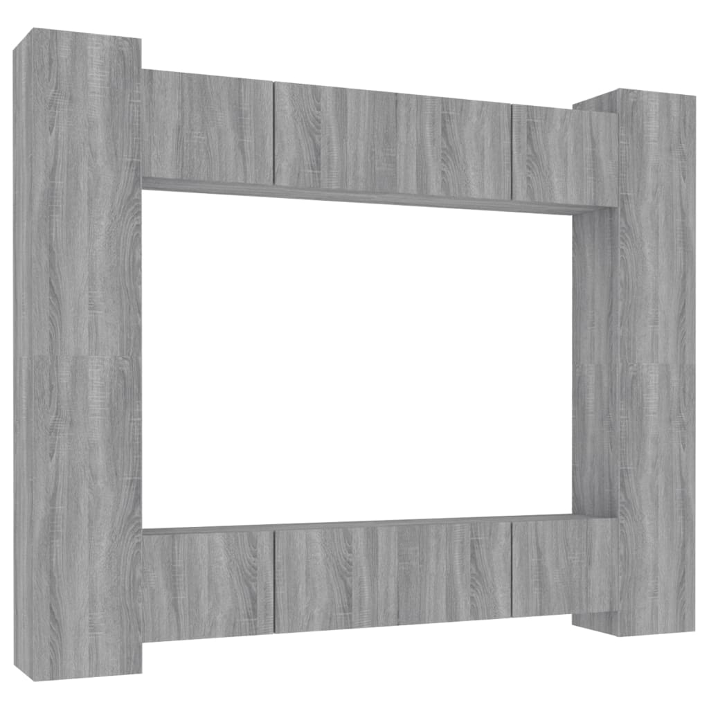 Conjunto móveis de TV 8 pcs madeira processada sonoma cinza