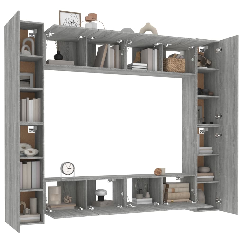 Conjunto móveis de TV 8 pcs madeira processada sonoma cinza