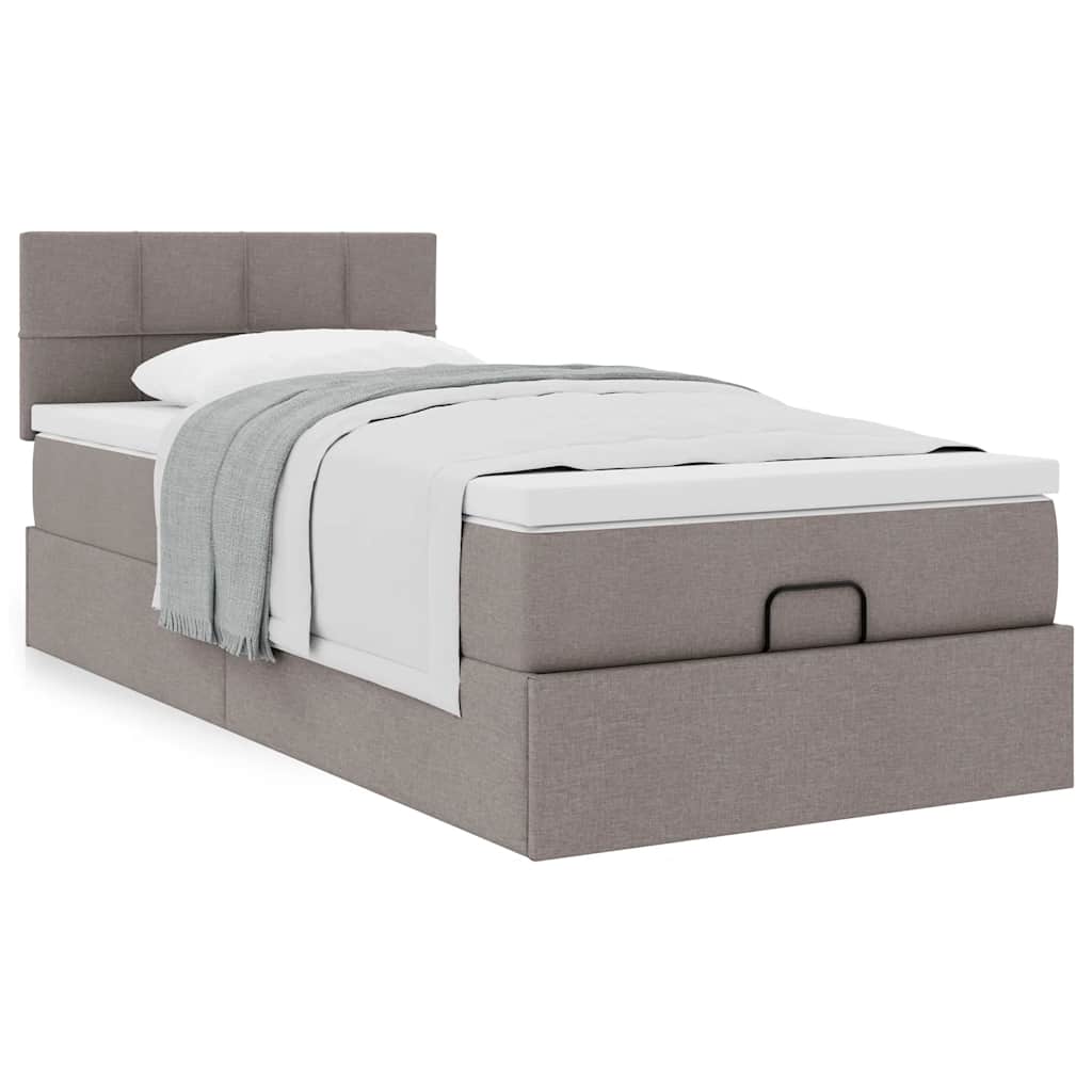 Cama otomana com colchão 90x200 cm tecido cinza