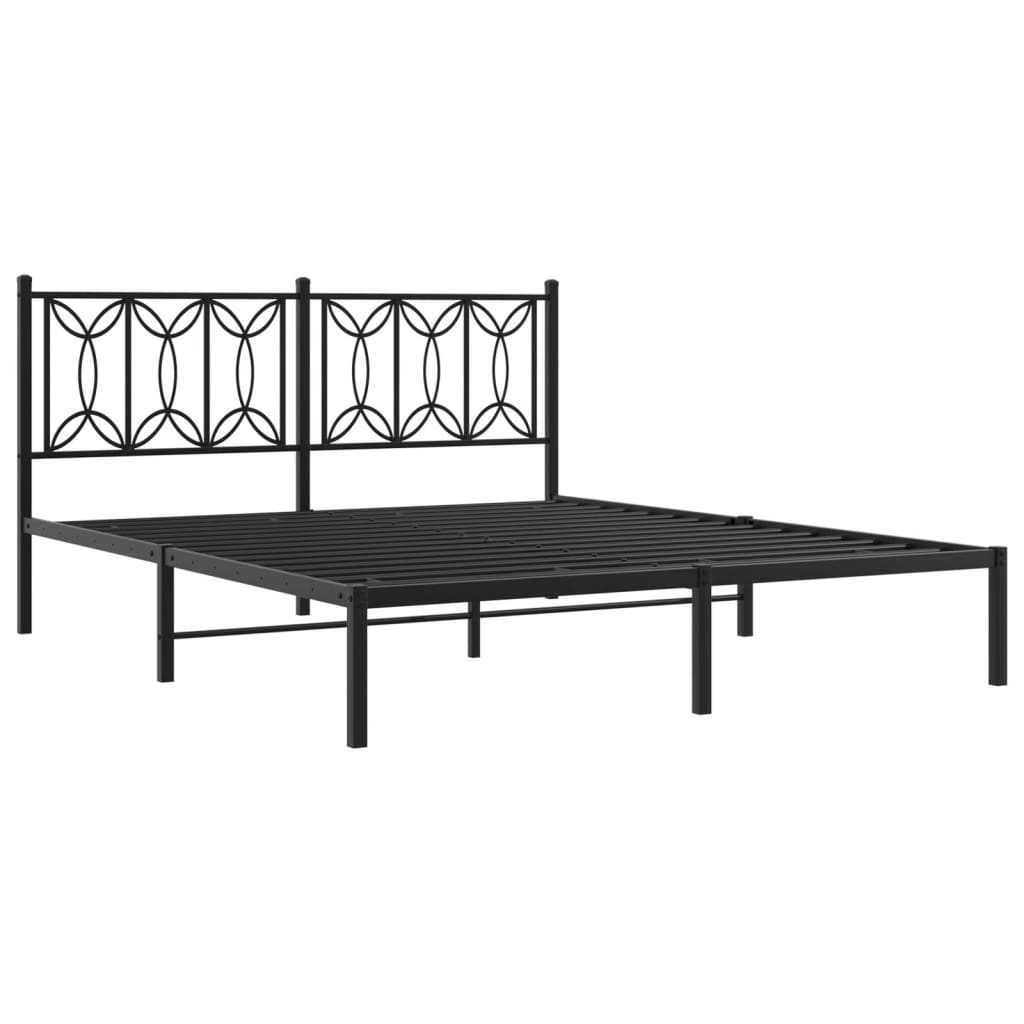 Estrutura de cama em metal com cabeceira 150x200 cm preto