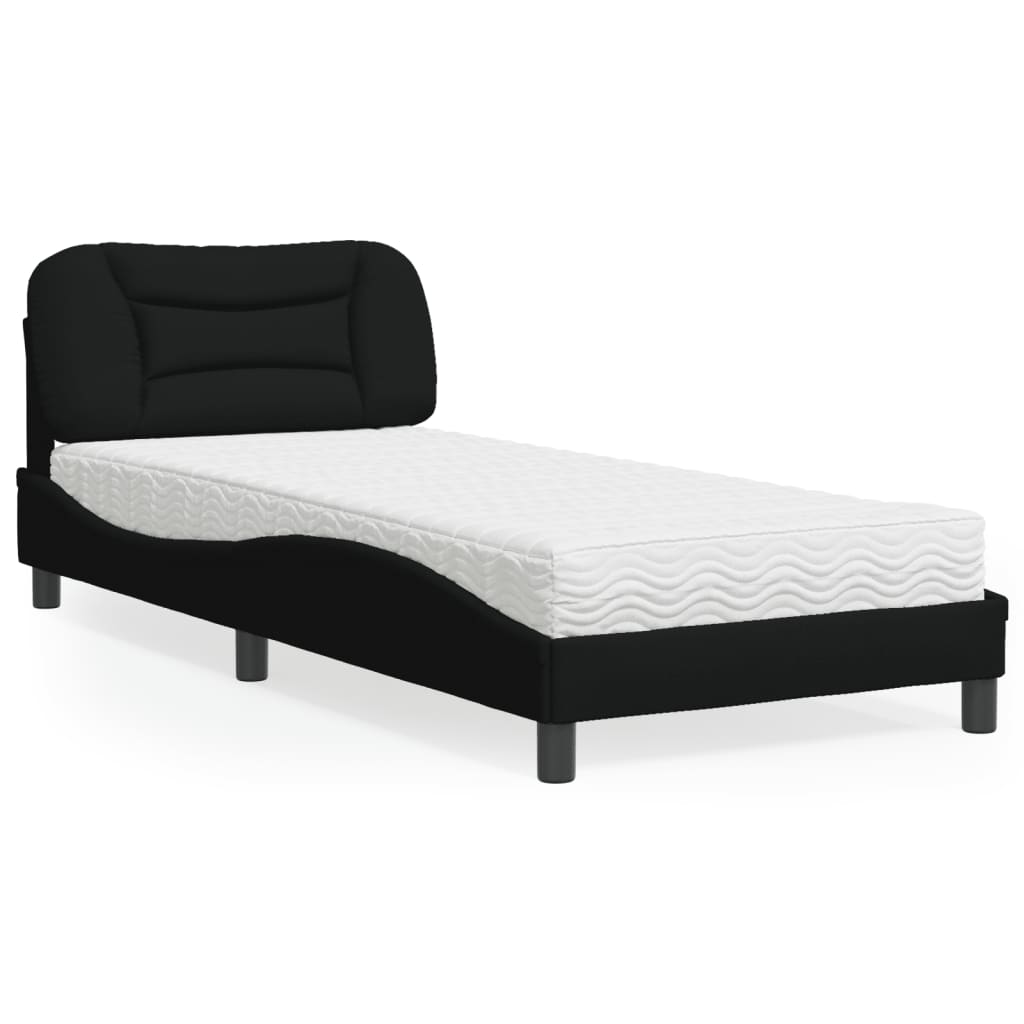 Cama com colchão hvar 80x200 cm tecido preto