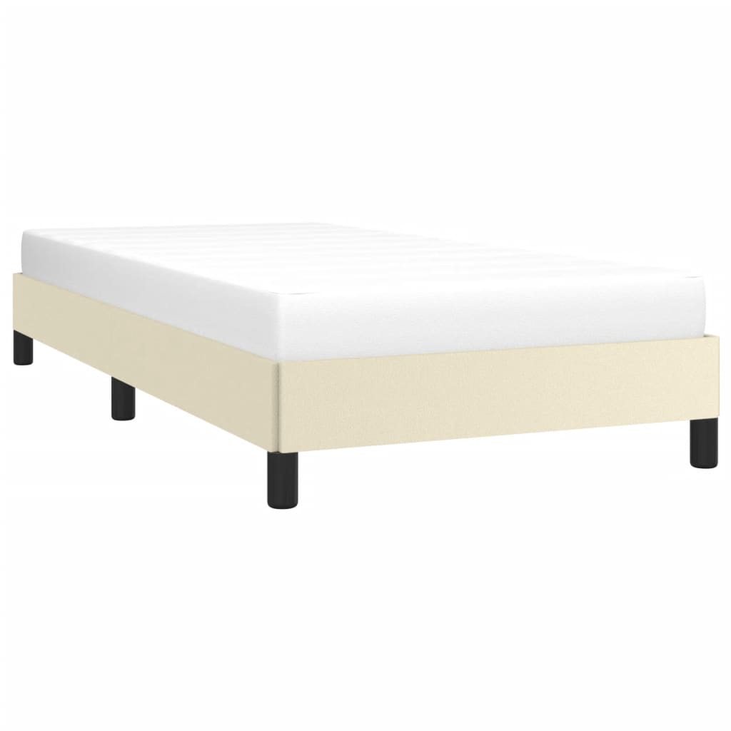 Estrutura de cama 90x190 cm couro artificial cor creme