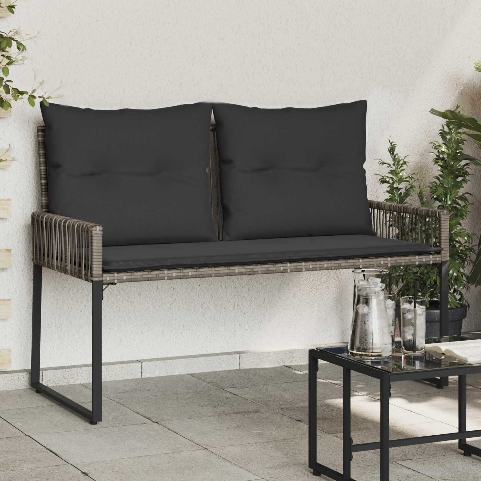 Banco de exterior 2 -seater 4 unid. 110 x 59 x 82 cm vime PE