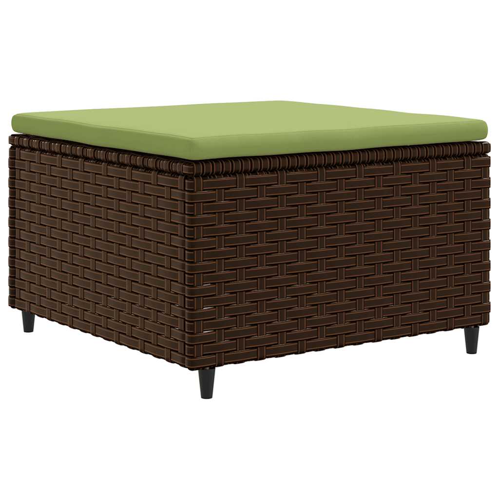 5 Pcs conjunto lounge jardim c/ almofadões vime PE castanho
