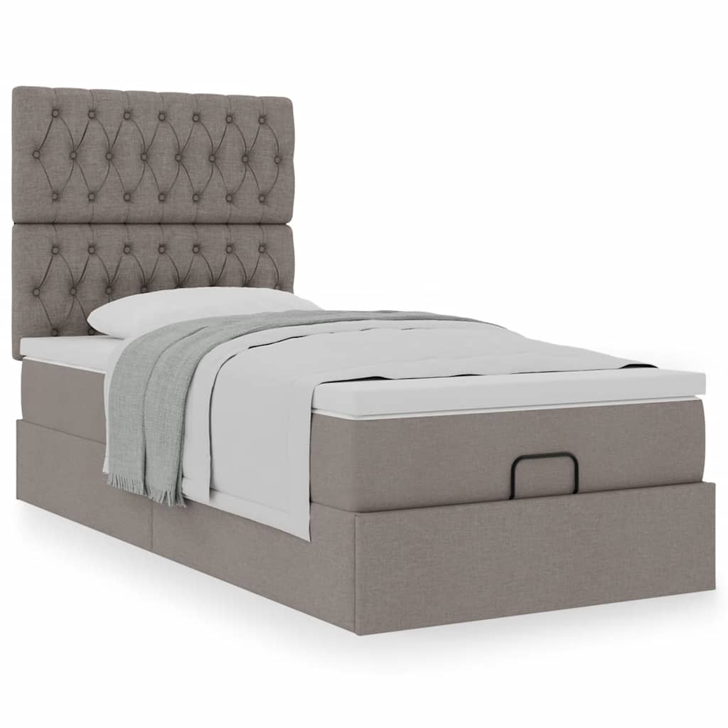 Cama otomana com colchão 90x200 cm tecido cinza