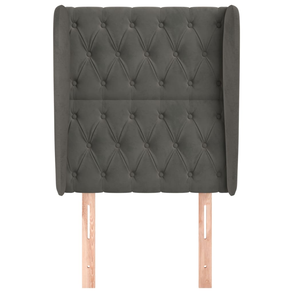 Cabeceira cama c/ abas veludo 83x23x118/128 cm cinzento-escuro