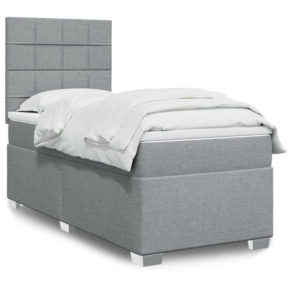 Cama com molas/colchão 90x190 cm tecido cinzento-claro