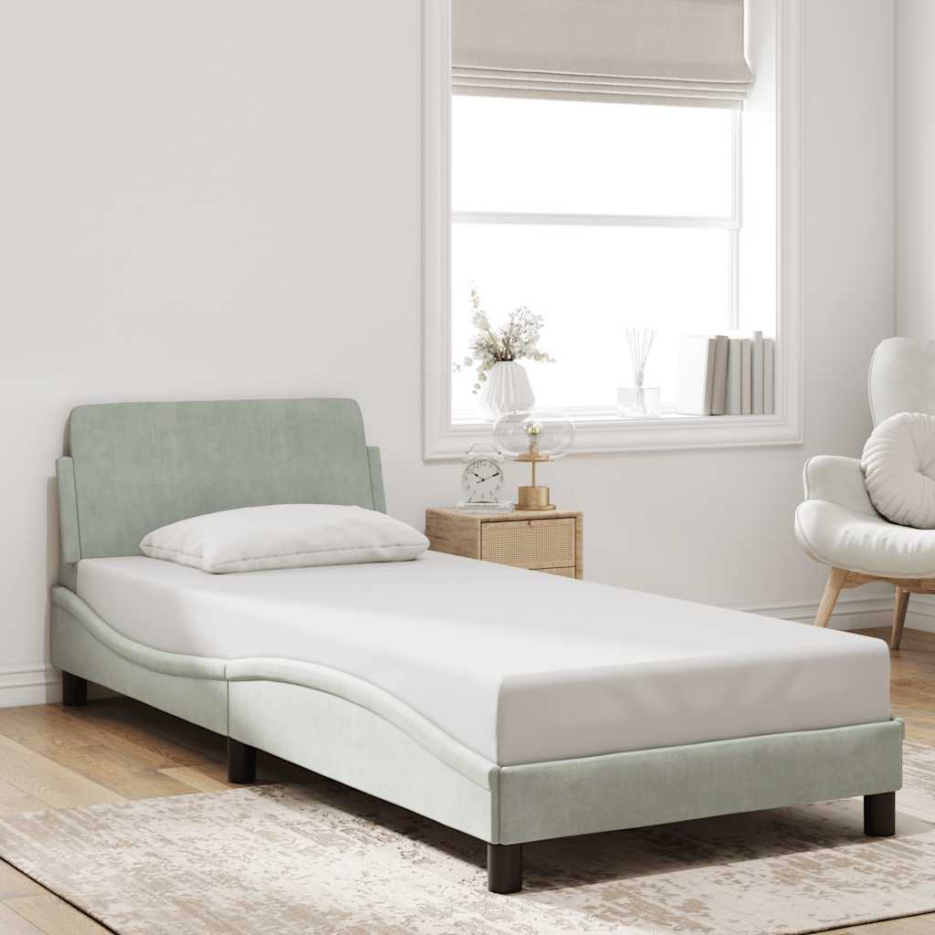 Estrutura de cama dover 90x190 cm veludo cinzento-claro