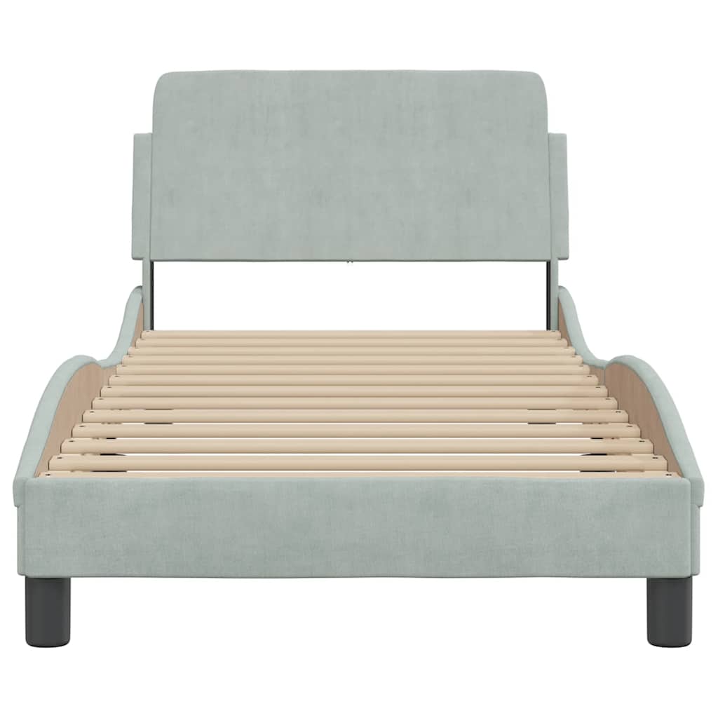 Estrutura de cama dover 90x190 cm veludo cinzento-claro