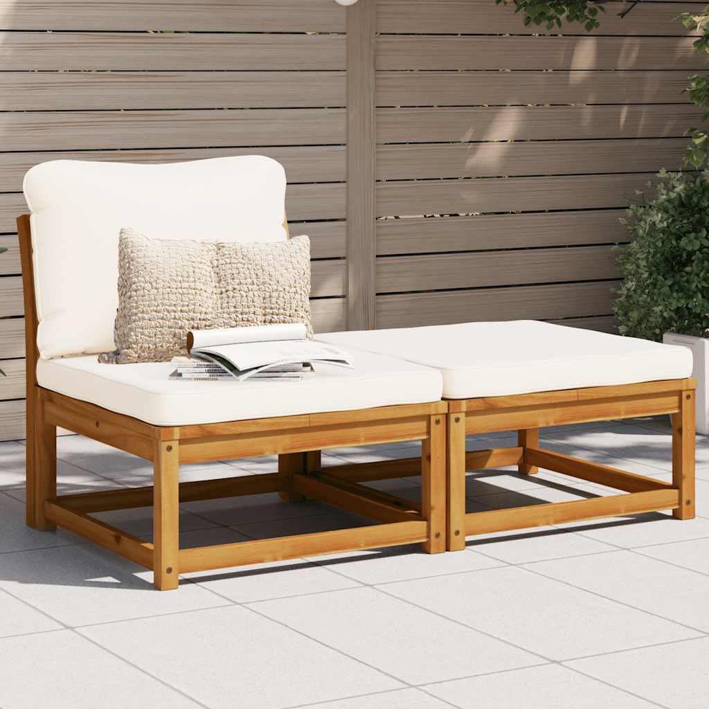 3 Pcs conjunto lounge de jardim c/ almofadões acácia maciça