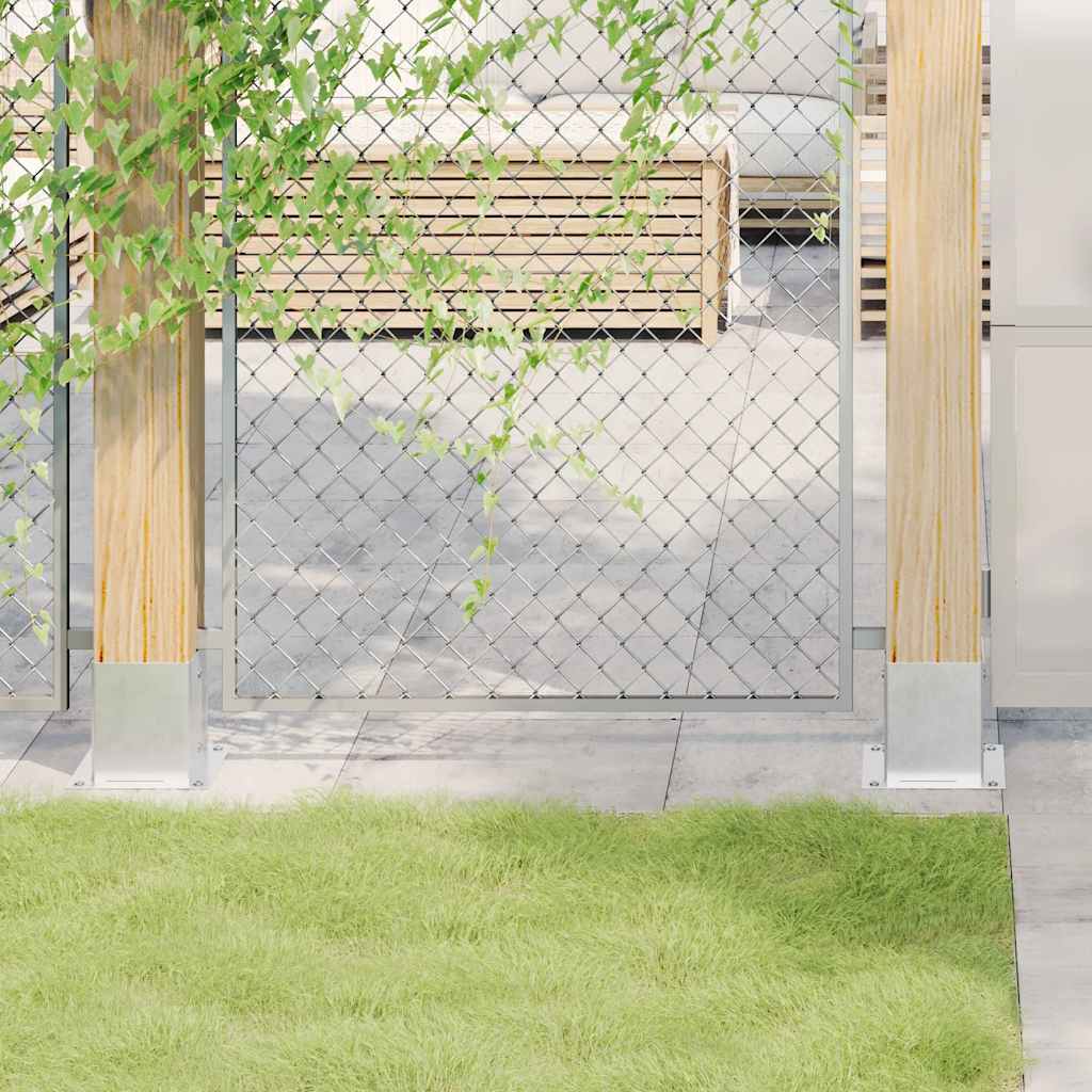 Bases de poste quadradas 4 pcs prata 101x101mm aço galvanizado