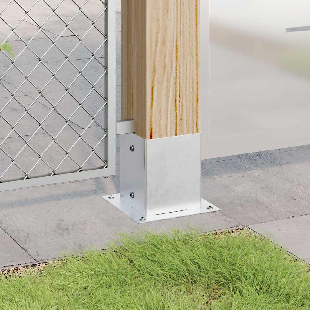 Bases de poste quadradas 4 pcs prata 101x101mm aço galvanizado
