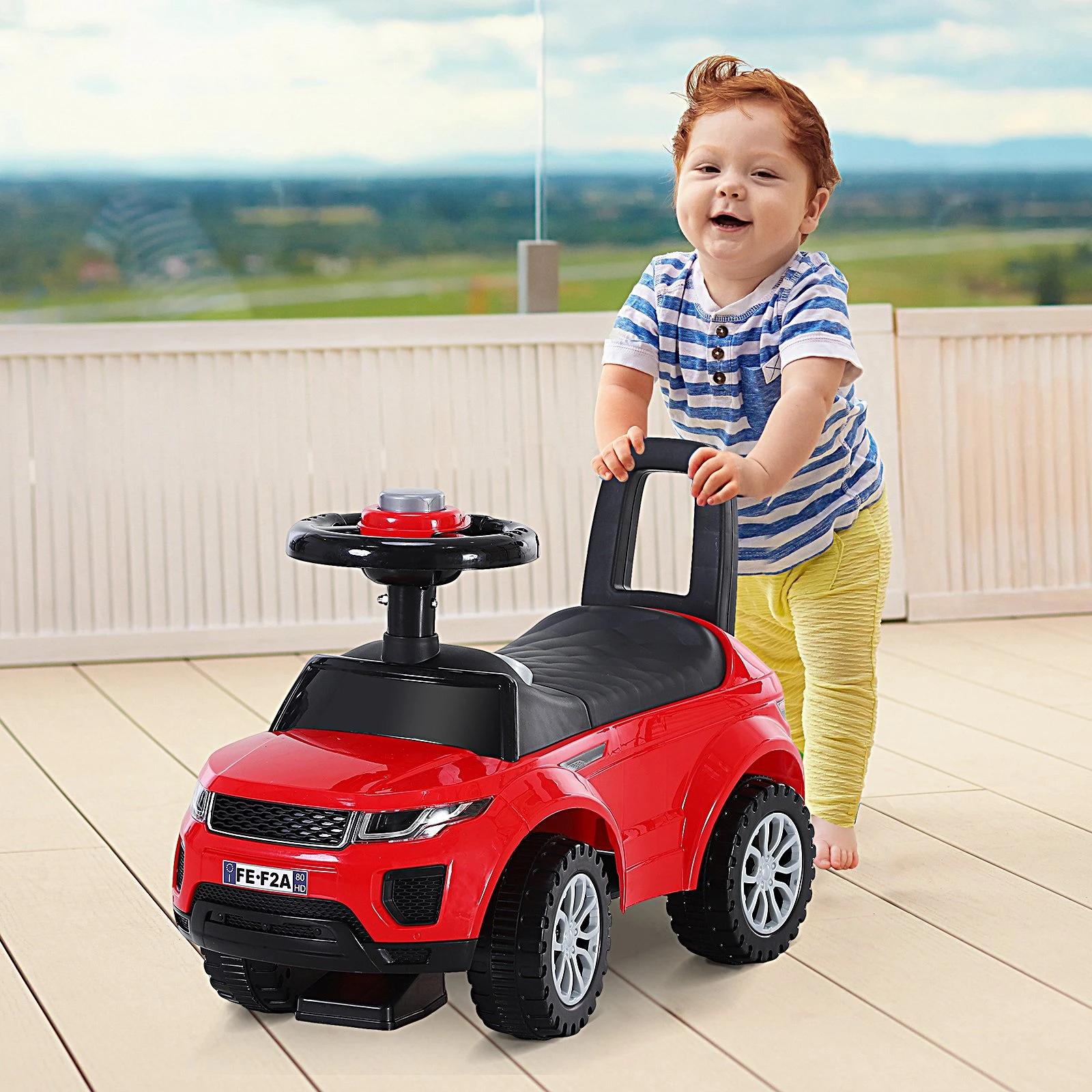 Carro andador para bebé sem pedais com alto-falante 60x38x42cm vermelho