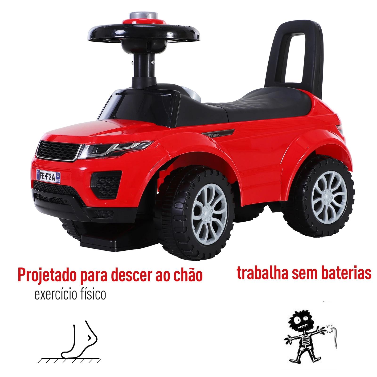 Carro andador para bebé sem pedais com alto-falante 60x38x42cm vermelho