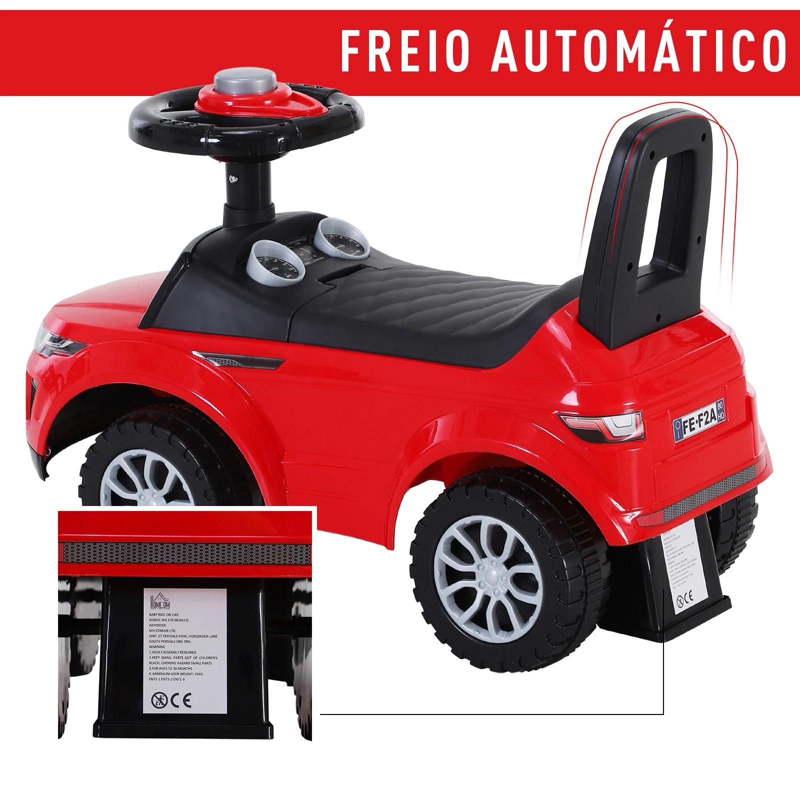 Carro andador para bebé sem pedais com alto-falante 60x38x42cm vermelho