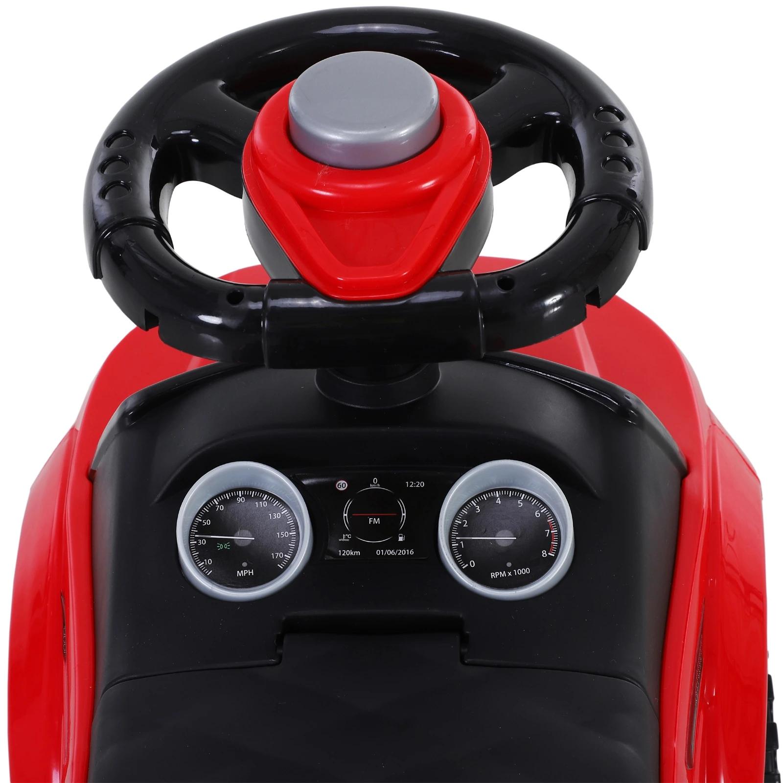 Carro andador para bebé sem pedais com alto-falante 60x38x42cm vermelho