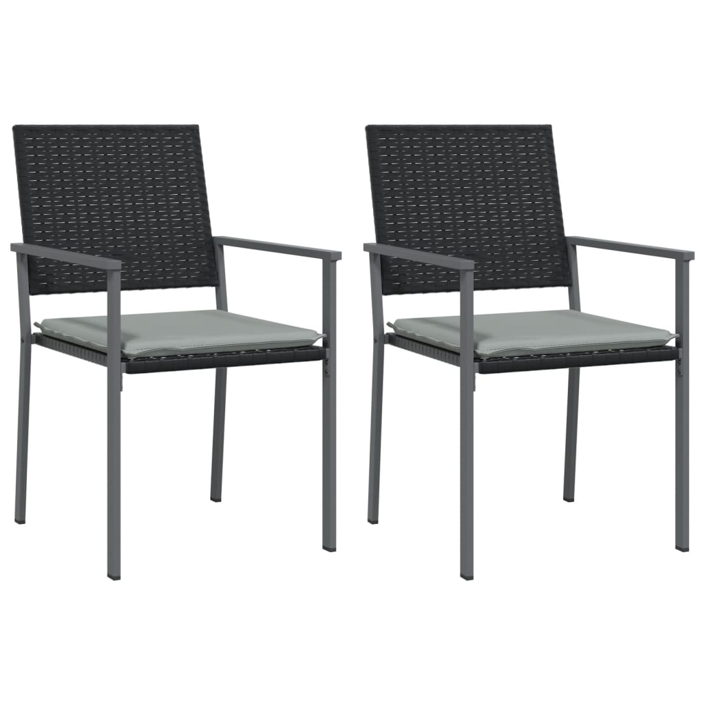3 Pcs conjunto de jantar p/ jardim c/ almofadões vime PE e aço