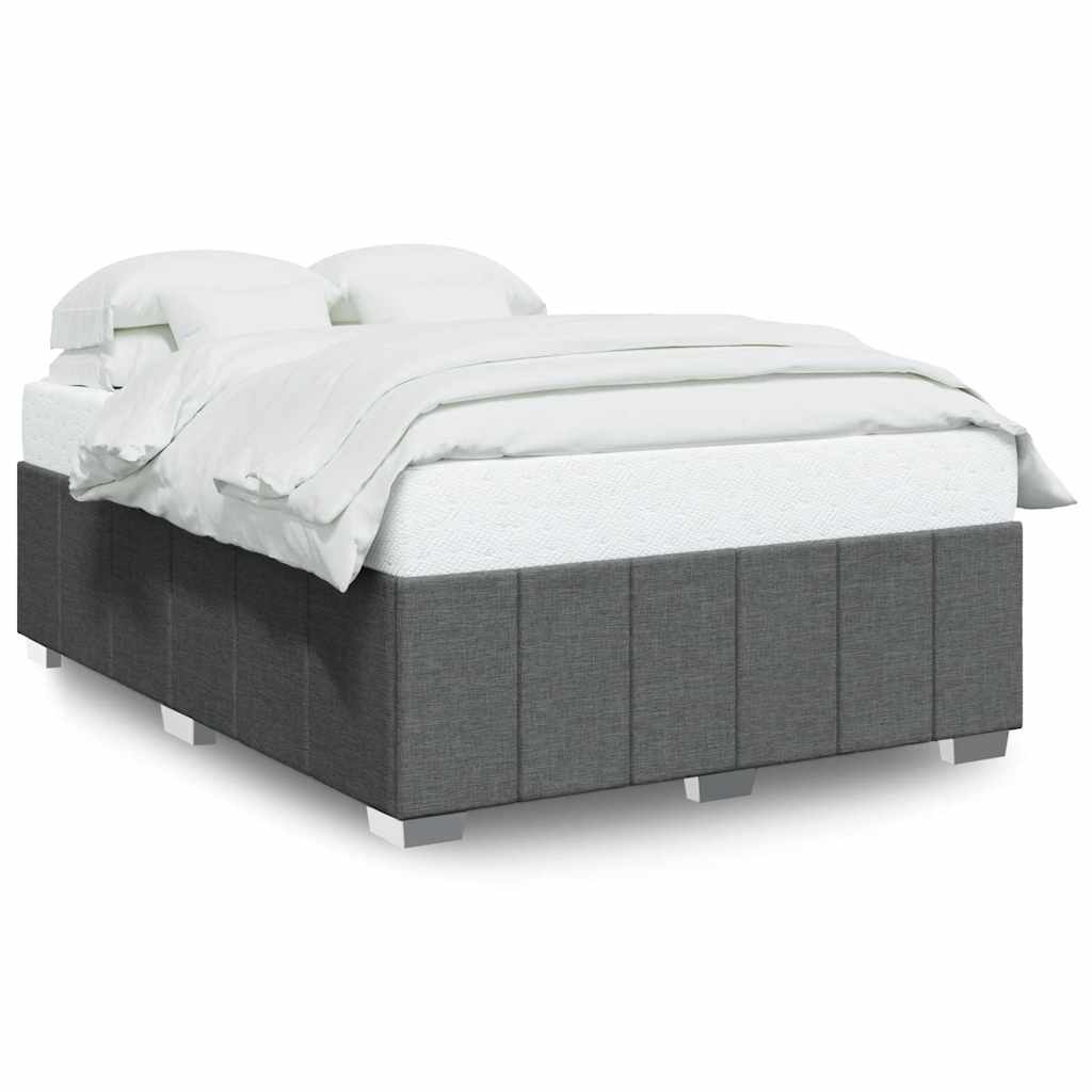 Estrutura de cama sem colchão 140x190 cm tecido cinzento-escuro