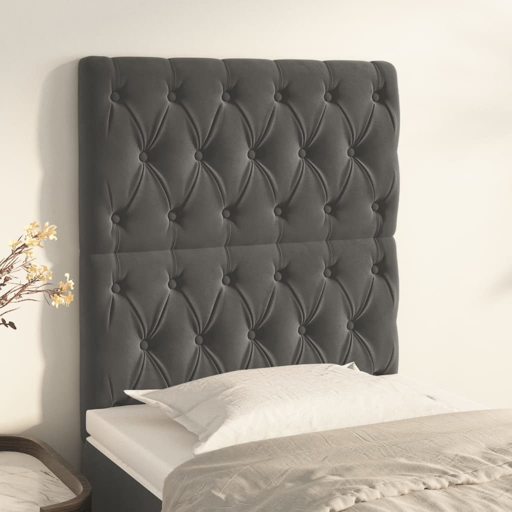 Cabeceira cinza escuro 80x7x118/128 cm veludo