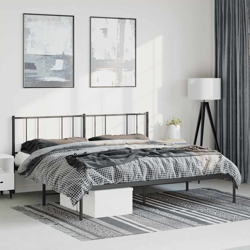 Estrutura de cama com cabeceira 183x213 cm metal preto