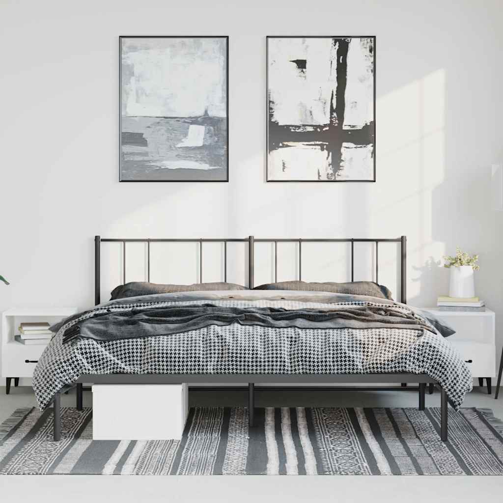 Estrutura de cama com cabeceira 183x213 cm metal preto