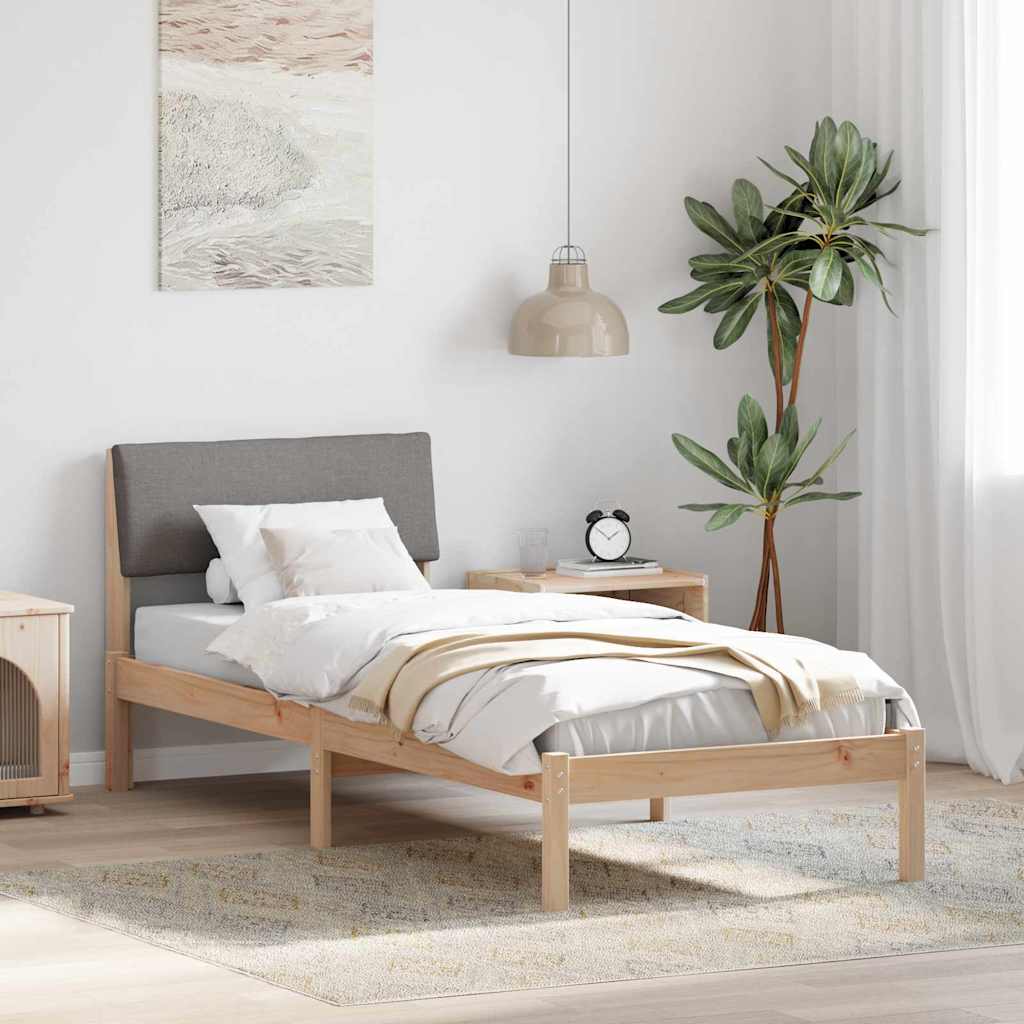 Estrutura da cama com cabeceira marrom e taupe 80 x 200 cm