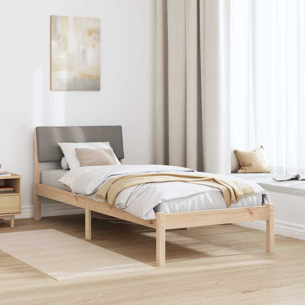 Estrutura da cama com cabeceira marrom e taupe 80 x 200 cm
