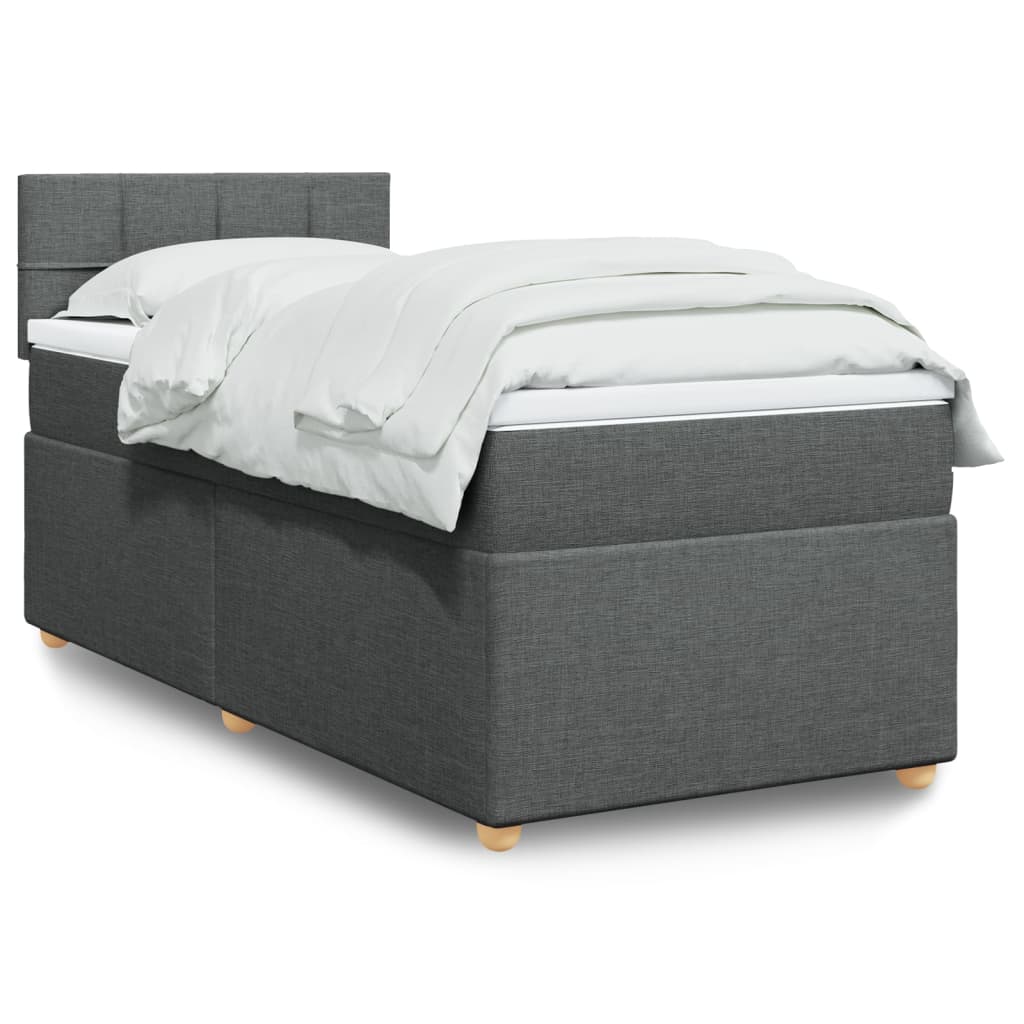 Cama com molas/colchão 90x190 cm tecido cinza-escuro