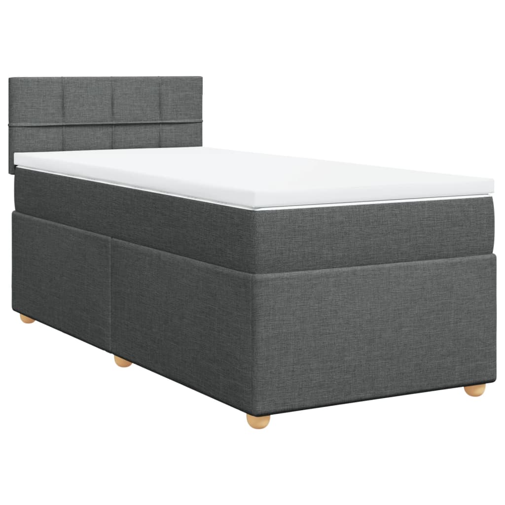Cama com molas/colchão 90x190 cm tecido cinza-escuro