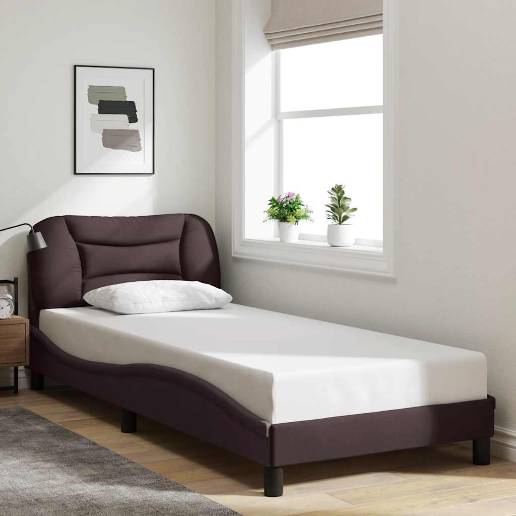 Estrutura de cama sem colchão hvar 90x190 cm tecido castanho-escuro