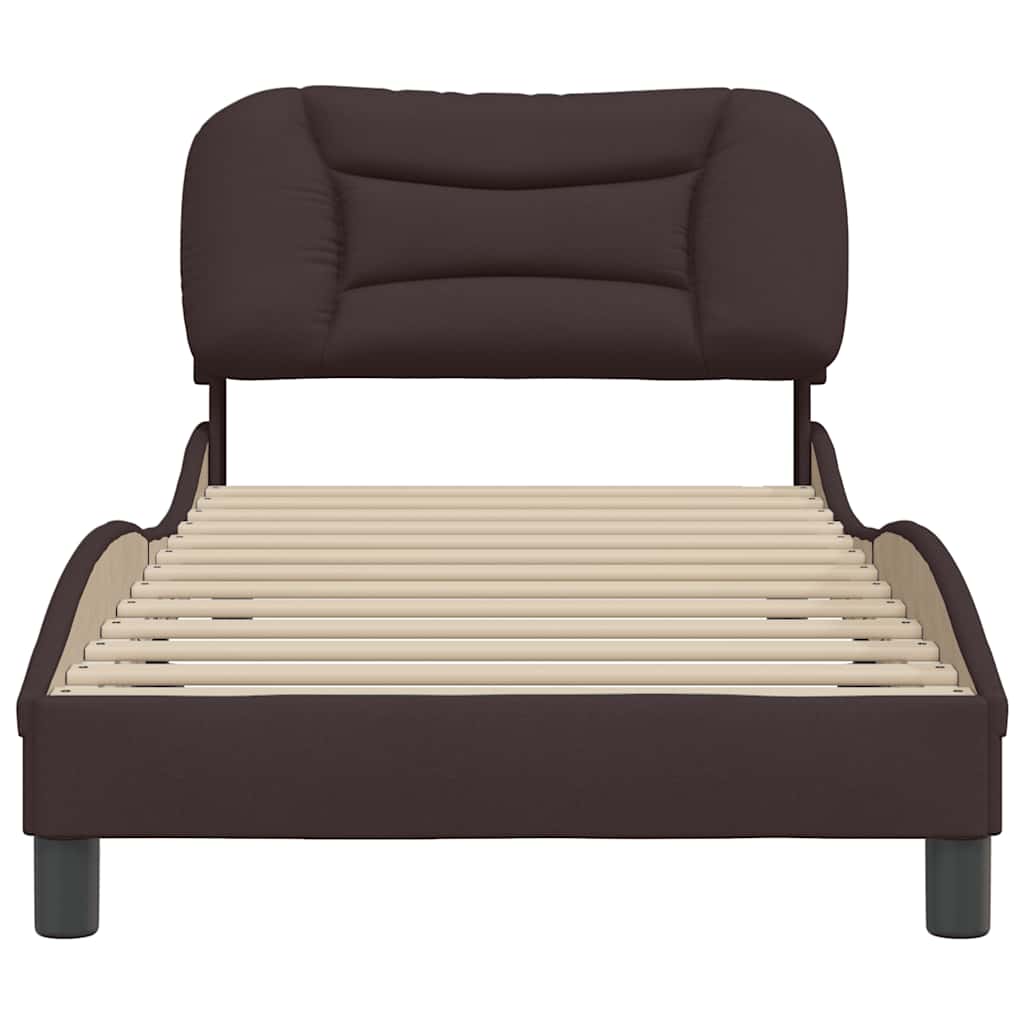 Estrutura de cama sem colchão hvar 90x190 cm tecido castanho-escuro