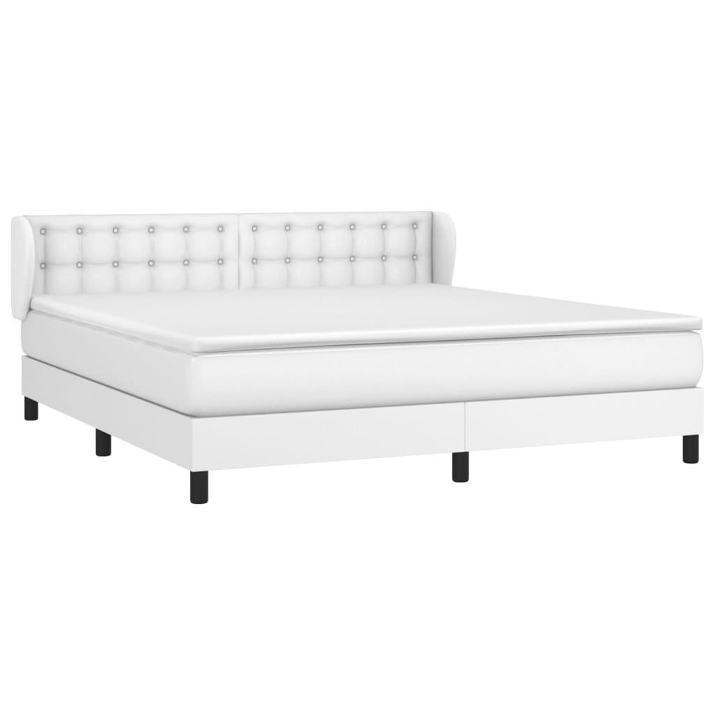 Cama com molas/colchão 180x200 cm couro artificial branco