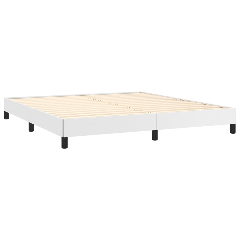 Cama com molas/colchão 180x200 cm couro artificial branco