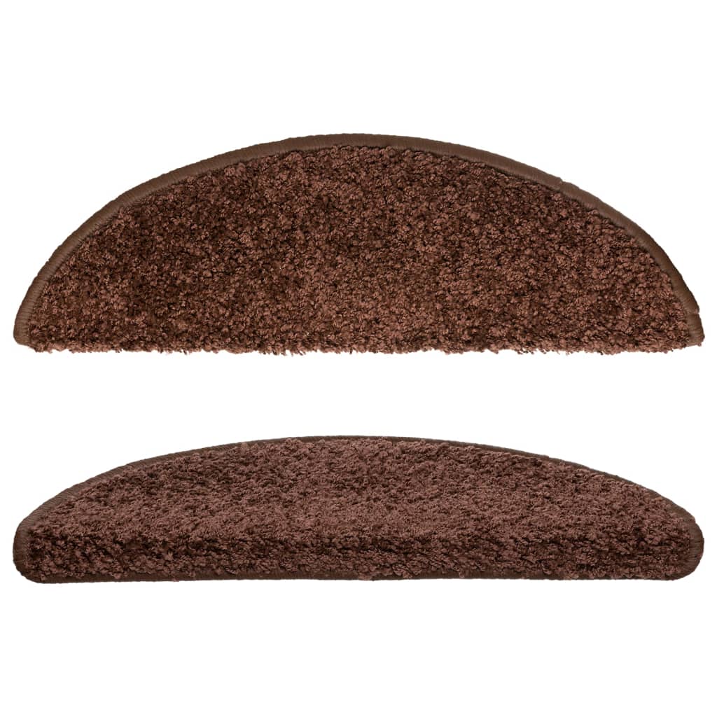 Tapetes de escada 15 peças 56x17x3 cm marrom semicircular