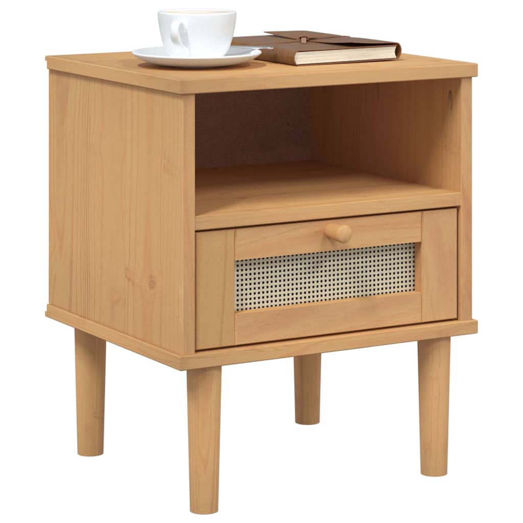 Mesa de cabeceira senja 40x35x48 cm pinho maciço castanho