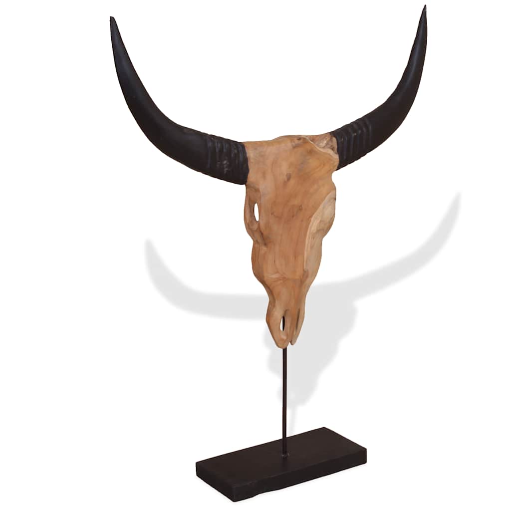 Touro crânio escultura teca 66x15x88 cm