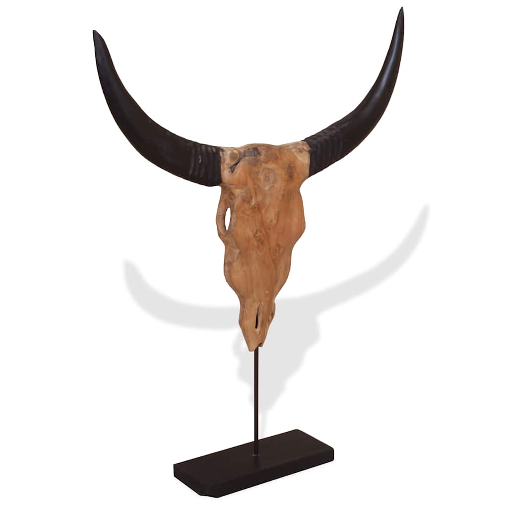 Touro crânio escultura teca 66x15x88 cm