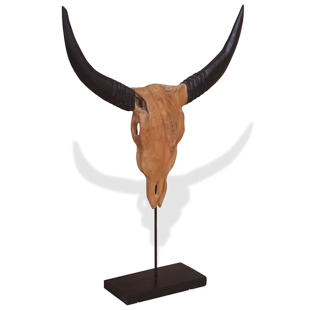 Touro crânio escultura teca 66x15x88 cm
