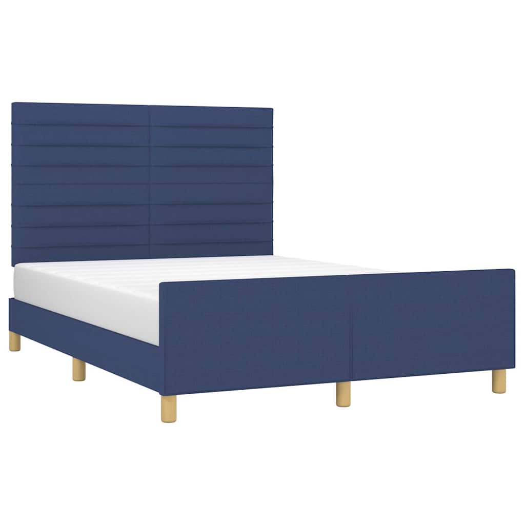 Estrutura de cama sem colchão 140x190 cm tecido azul