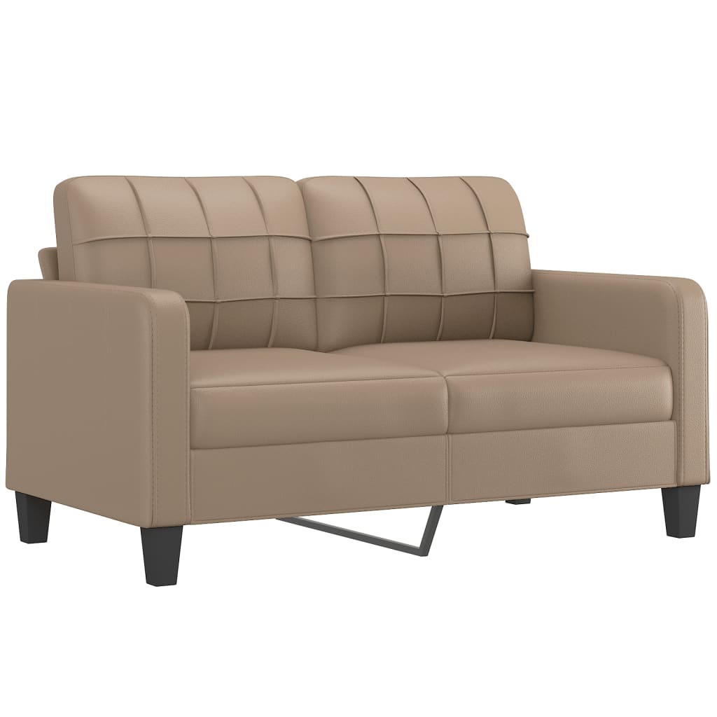2 Pcs conjunto sofás c/ almofadas couro artificial cappuccino