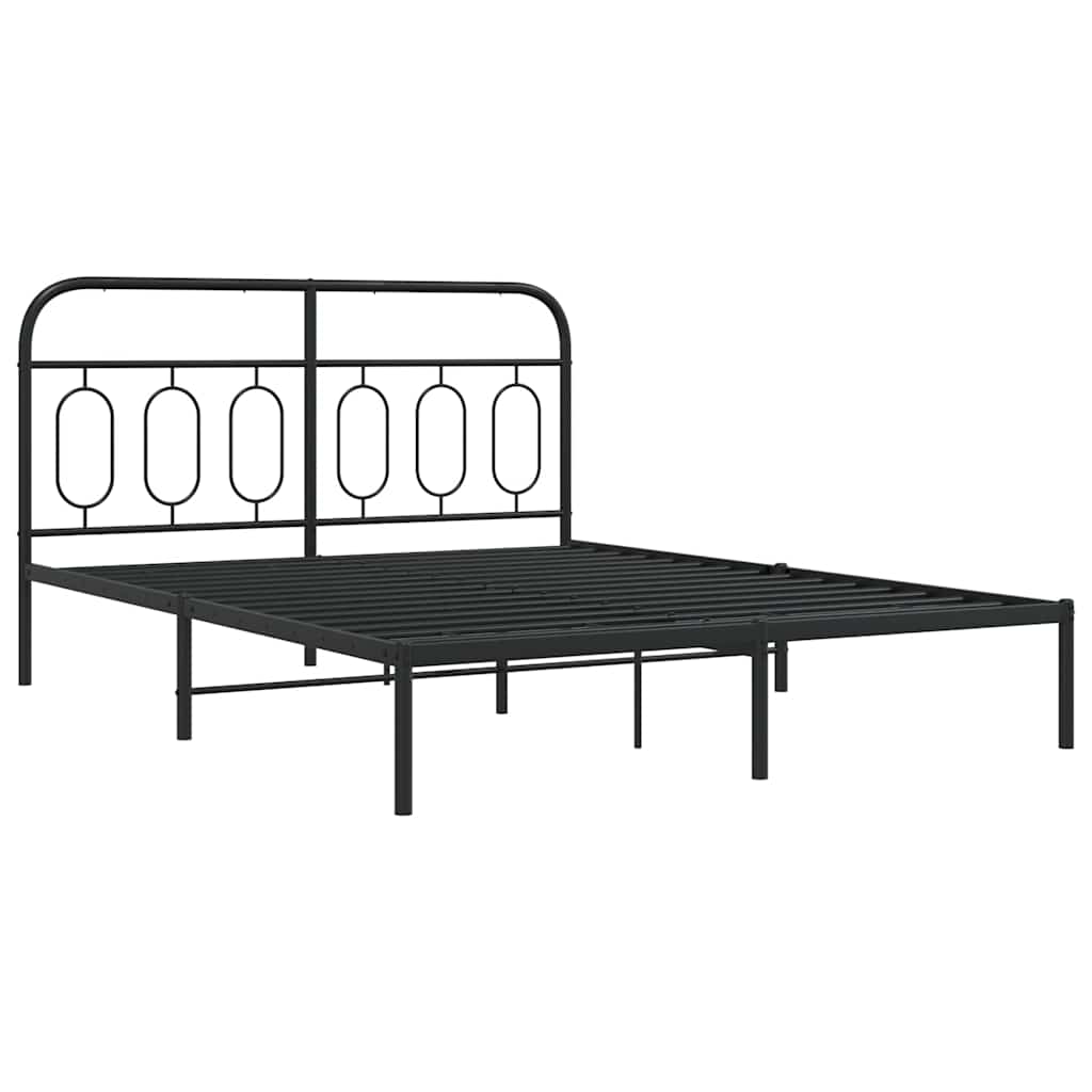 Estrutura de cama em metal com cabeceira 150x200 cm preto