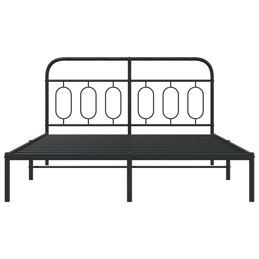 Estrutura de cama em metal com cabeceira 150x200 cm preto