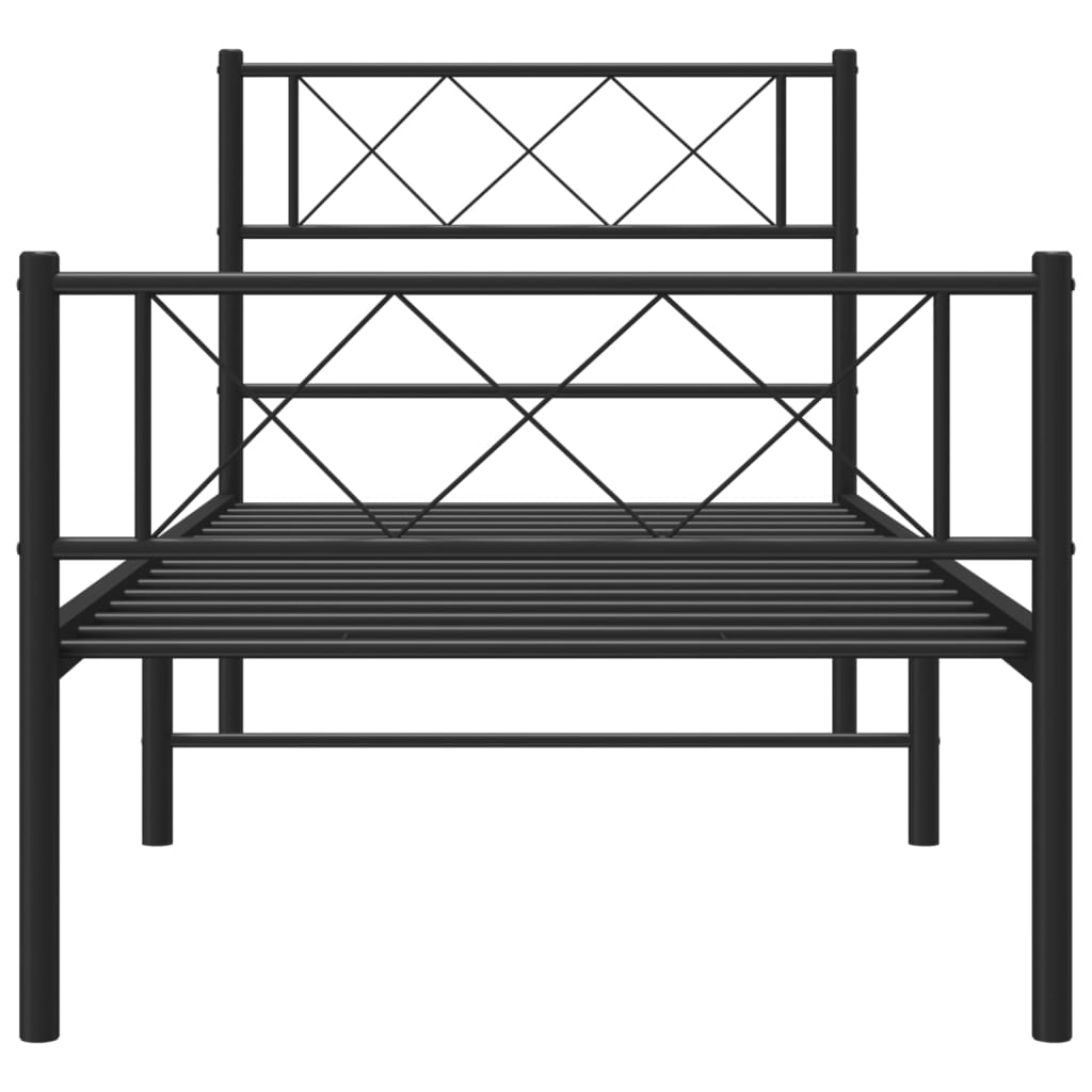 Estrutura de cama com cabeceira e pés 90x200 cm metal preto