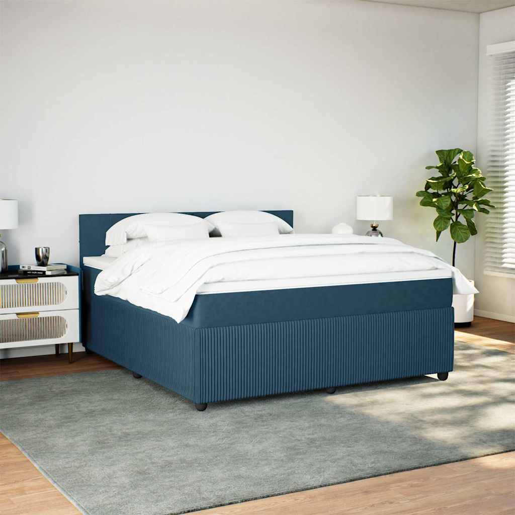 Cama com molas/colchão 180x200 cm veludo azul