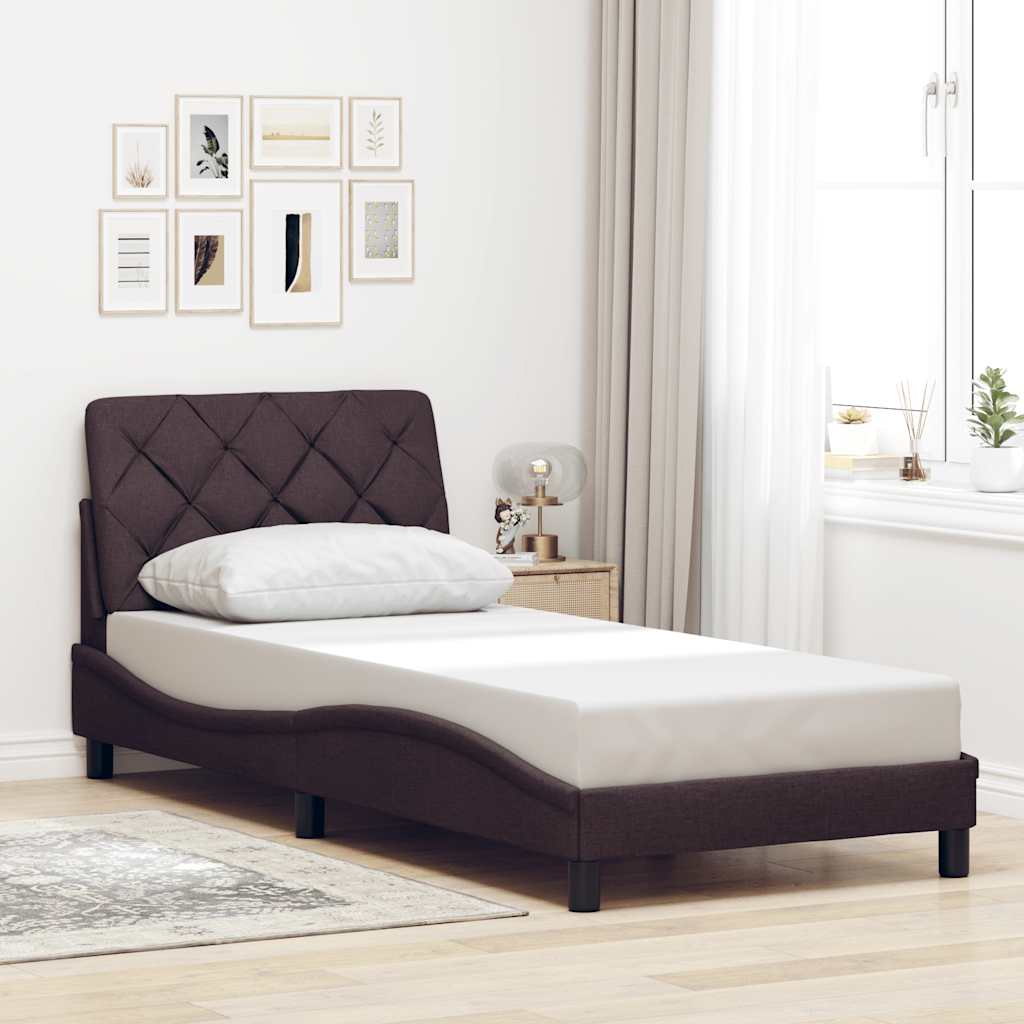 Estrutura de cama com LED sem colchão 90x200 cm tecido