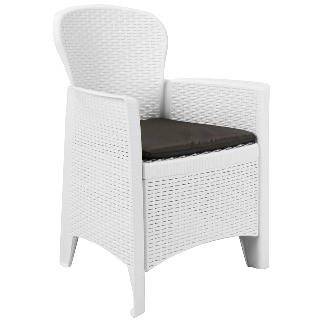 Conjunto bistrô 3 pcs plástico branco com aspeto de vime