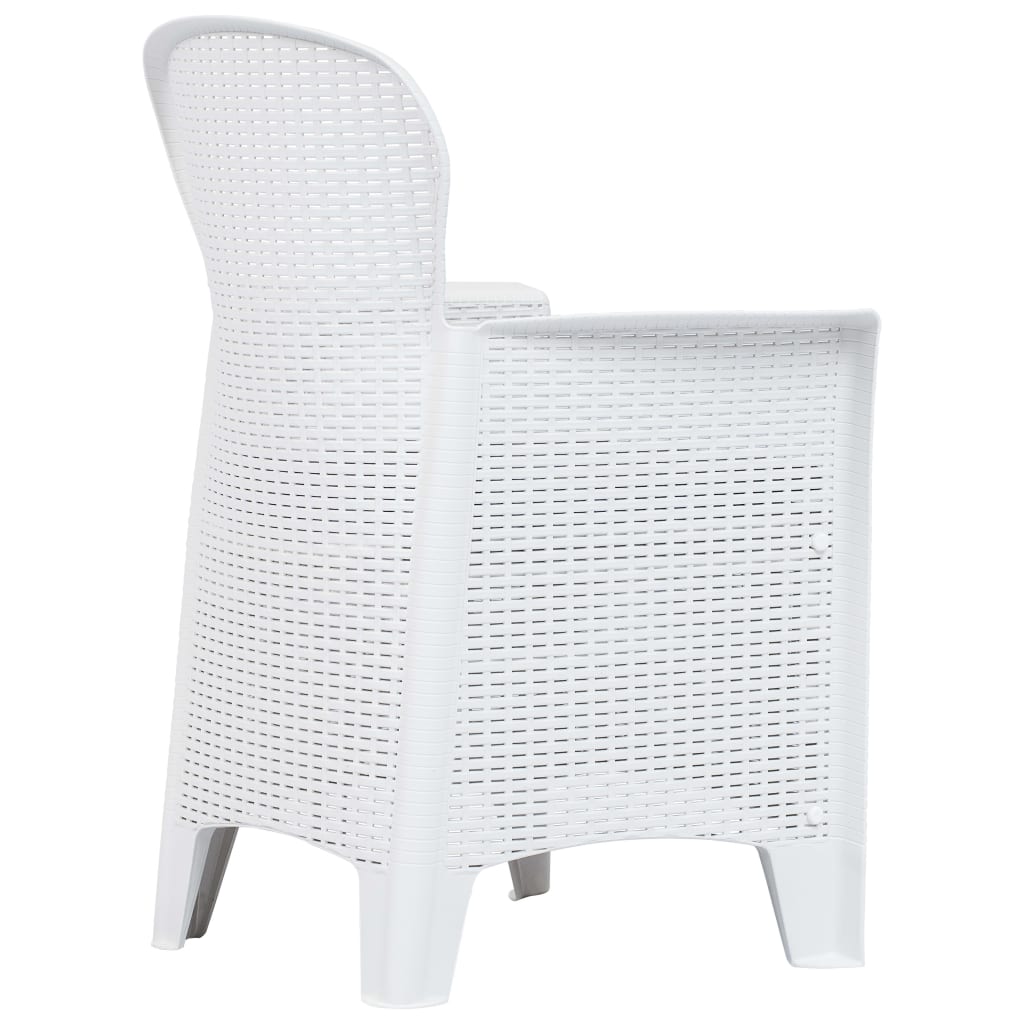 Conjunto bistrô 3 pcs plástico branco com aspeto de vime