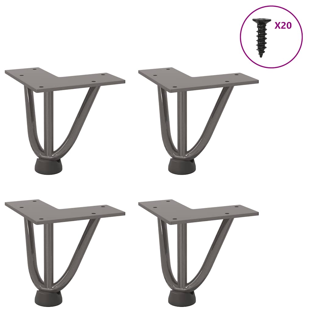 Pernas de grampo para mesa de centro 4 peças aço natural 10 cm aço maciço