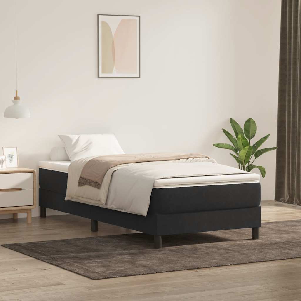Cama com molas sem colchão 100x220 cm veludo preto