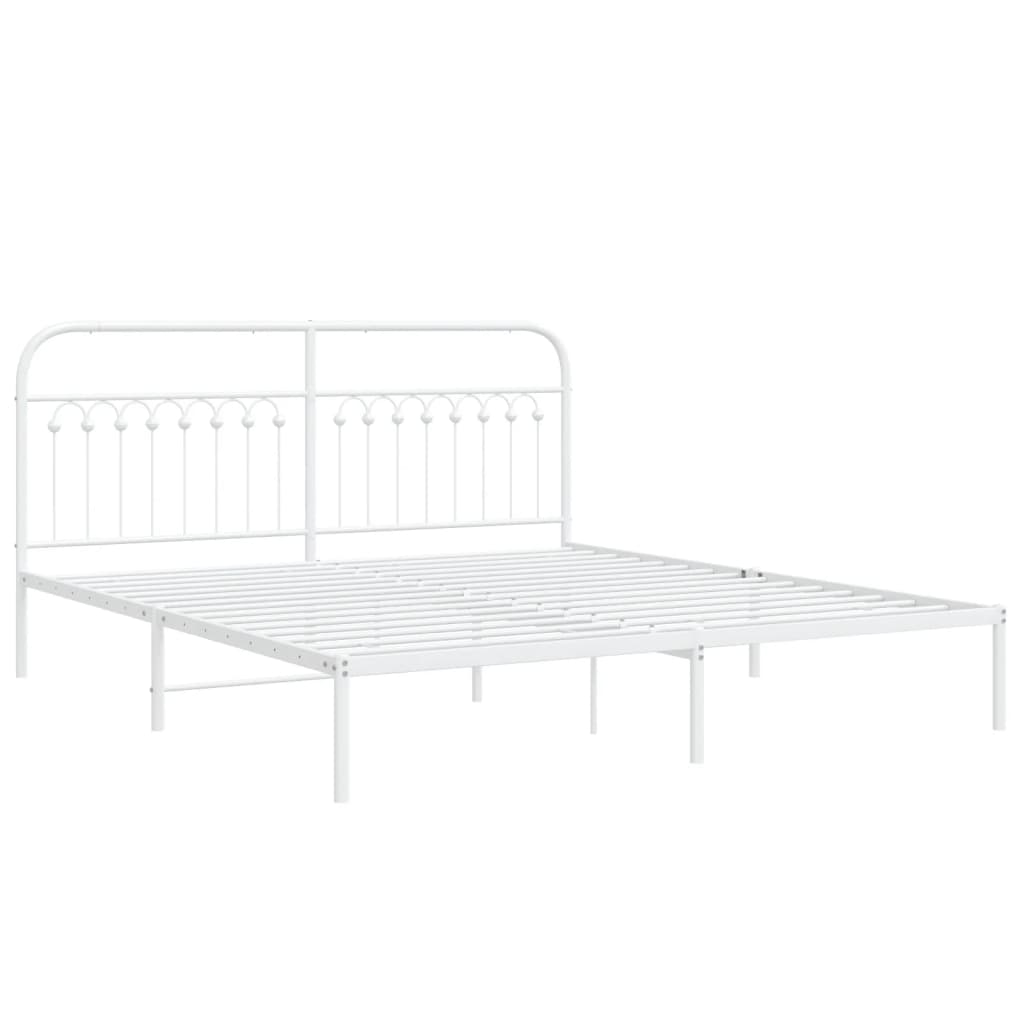 Estrutura de cama com cabeceira 183x213 cm metal branco